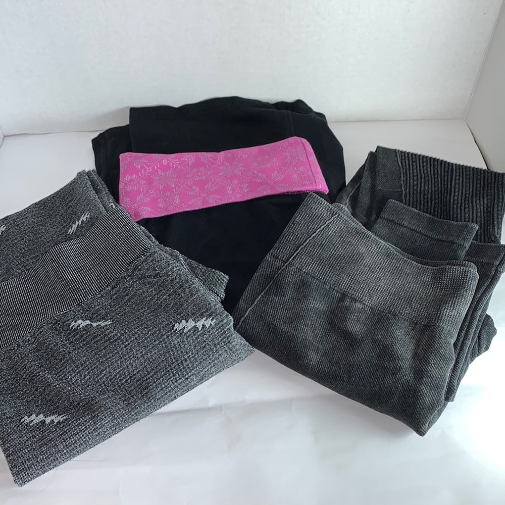 Bundle Of 3 Size M Leggings (2 Pr Fitted & 1 Pr Wide Leg) EUC